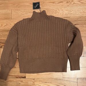 Zaful  Women's Brown Ribbed Sweater cropped